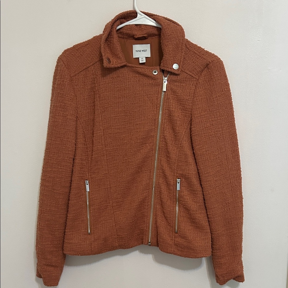 Nine West Orange Tweed Moto Jacket Medium